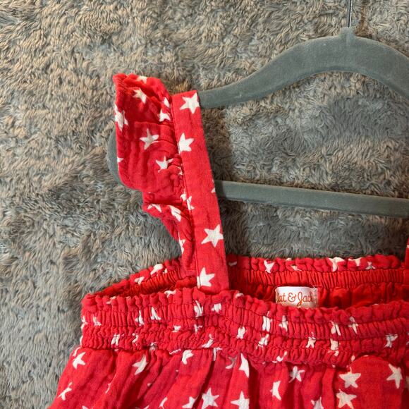 Cat & Jack Red White Star Pring Babydoll Top Muslin Cotton Girls L Large 10 12 - Picture 3 of 7